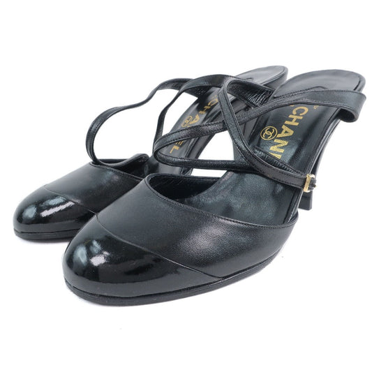 CHANEL Sandals Calfskin, patent leather black Women 35 1/2 Used