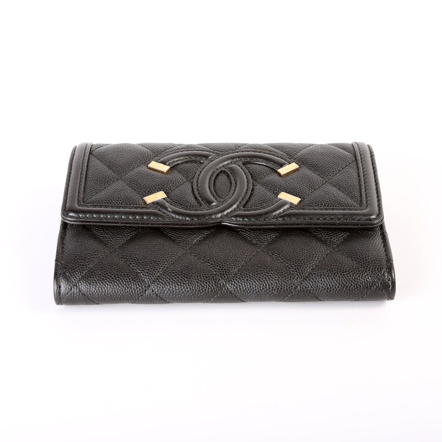 Filigree Medium Flap Wallet Caviar 25M