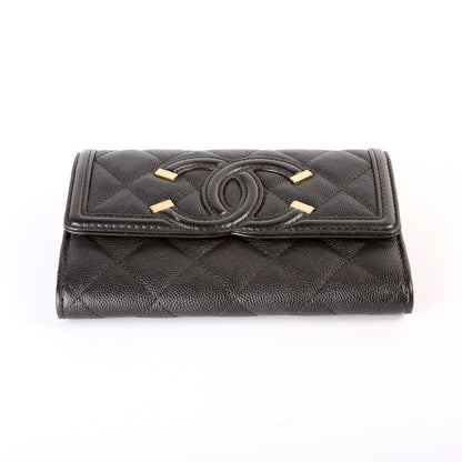 Filigree Medium Flap Wallet Caviar 25M