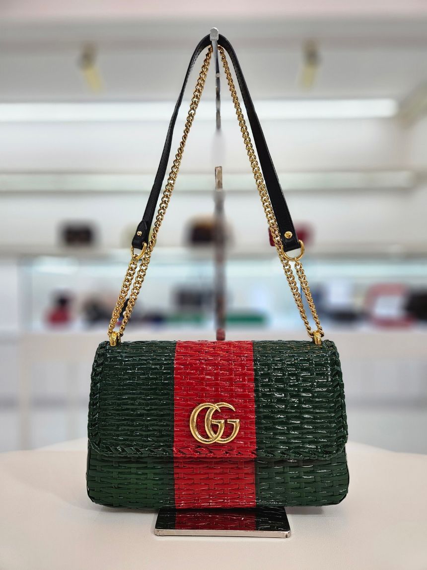 Gucci Glazed Wicker Small Sestino Shoulder Bag 524829 96738531