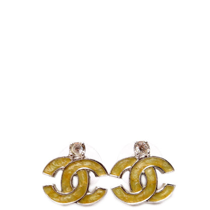 CC Enamel Rhinestone Stud Earrings