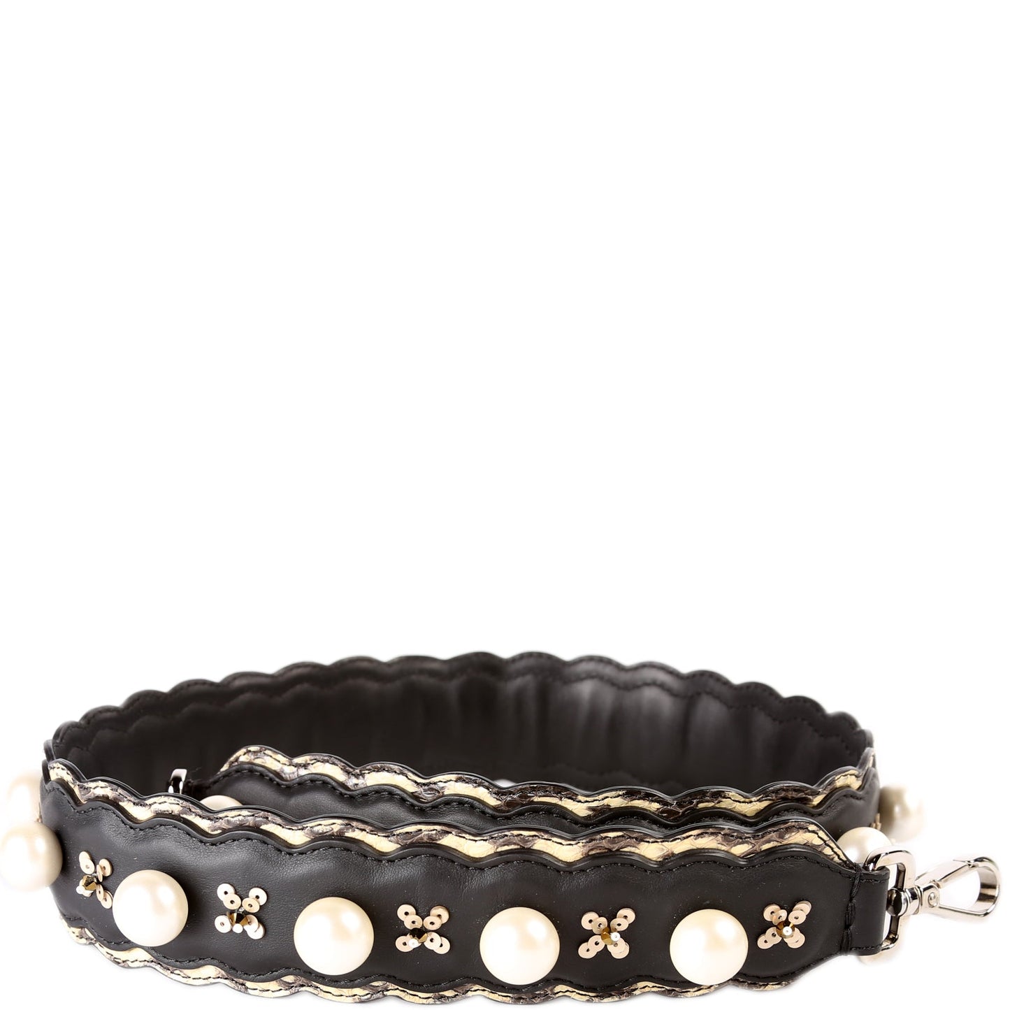 Pearl Embellished Snakeskin Strap