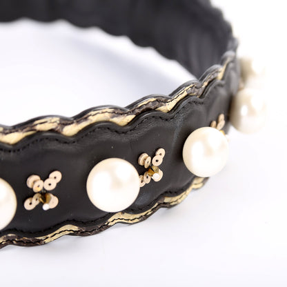 Pearl Embellished Snakeskin Strap