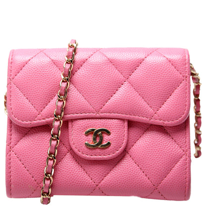 Chanel CC Flap Card Holder On Chain Caviar 31M