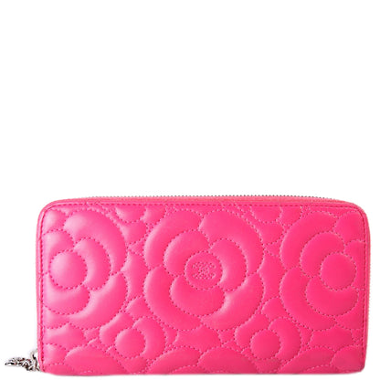 Camellia Zip Around Wallet Lambskin