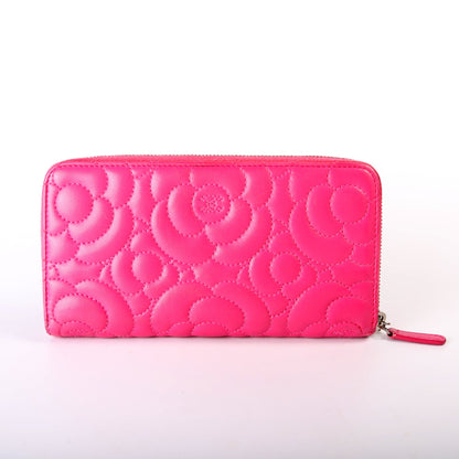 Camellia Zip Around Wallet Lambskin