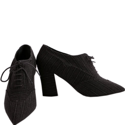 Cloth Lace Up Booties Size 42