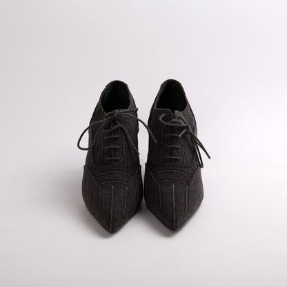 Cloth Lace Up Booties Size 42