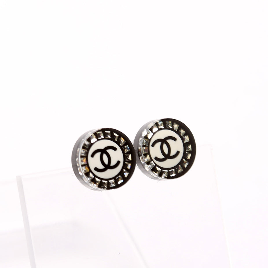 CC Rhinestone Resin Stud Small Earrings