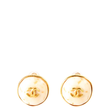 Marble CC Logo Clip On Earrings