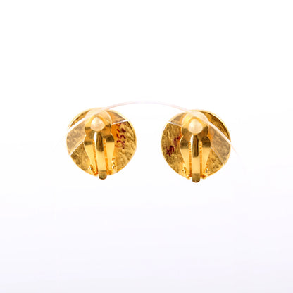 Marble CC Logo Clip On Earrings