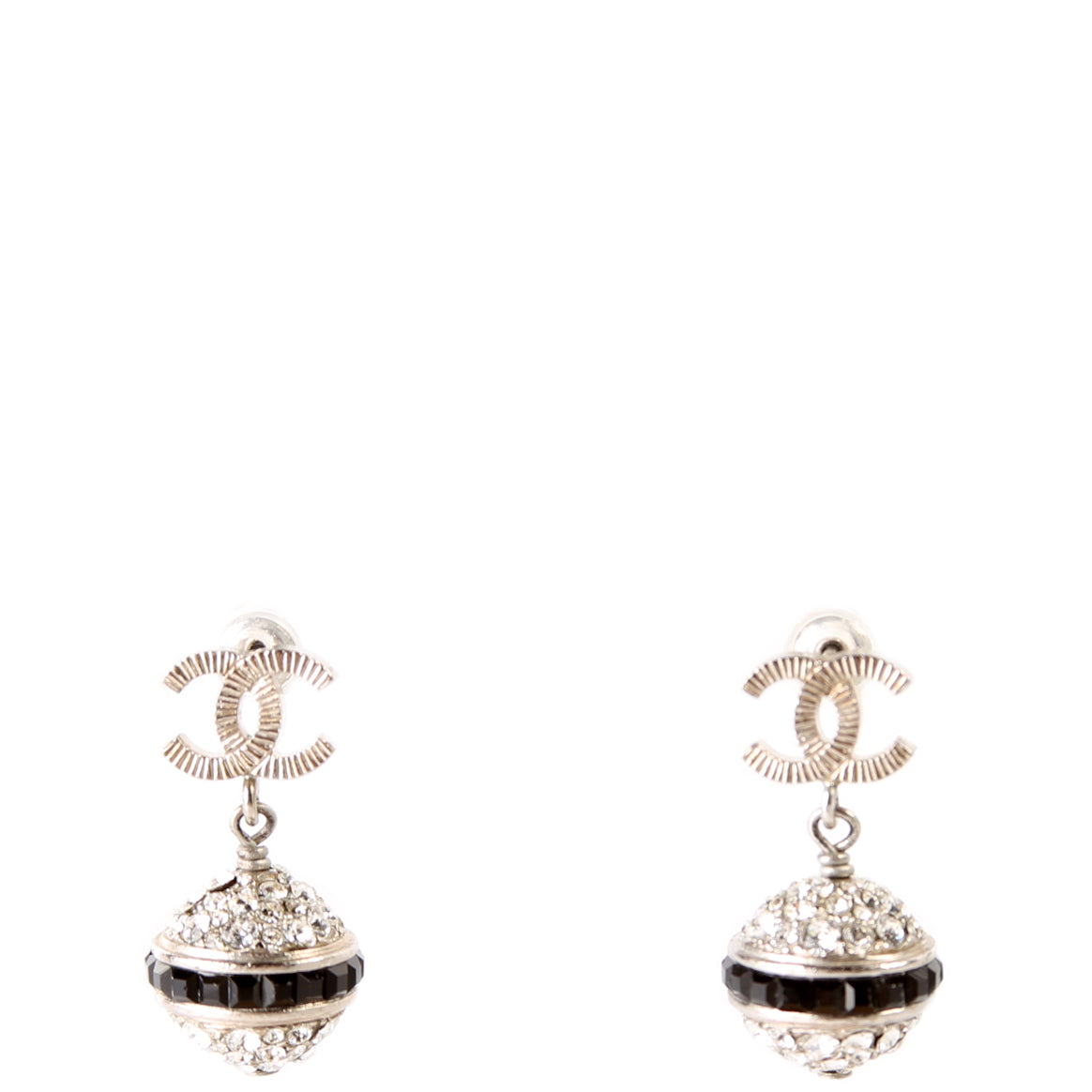 CC Rhinestone Sphere Drop Earrings