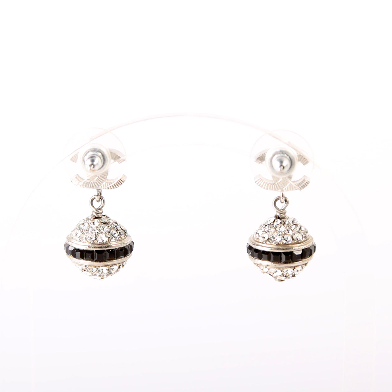 CC Rhinestone Sphere Drop Earrings