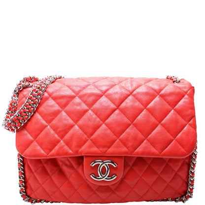 Chain Around Maxi Flap Bag Quilted Lambskin 15M
