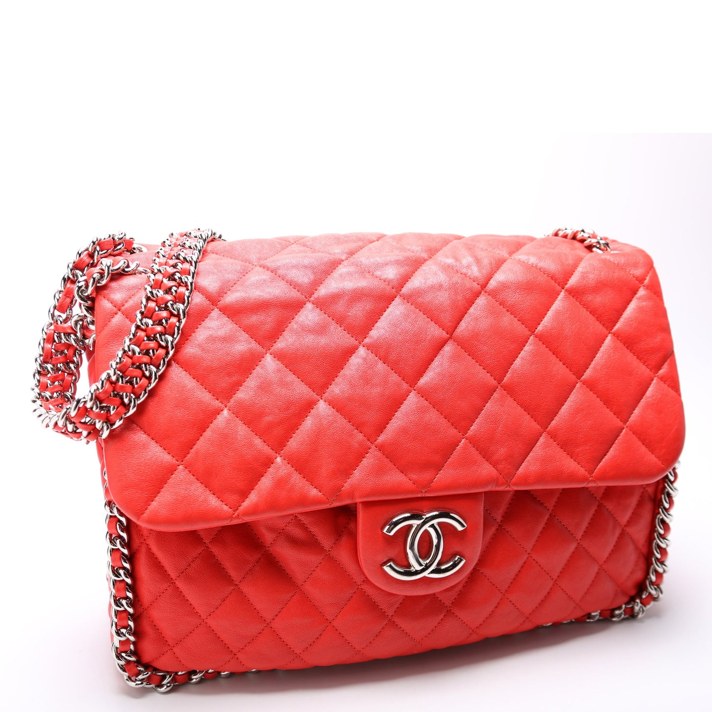 Chain Around Maxi Flap Bag Quilted Lambskin 15M