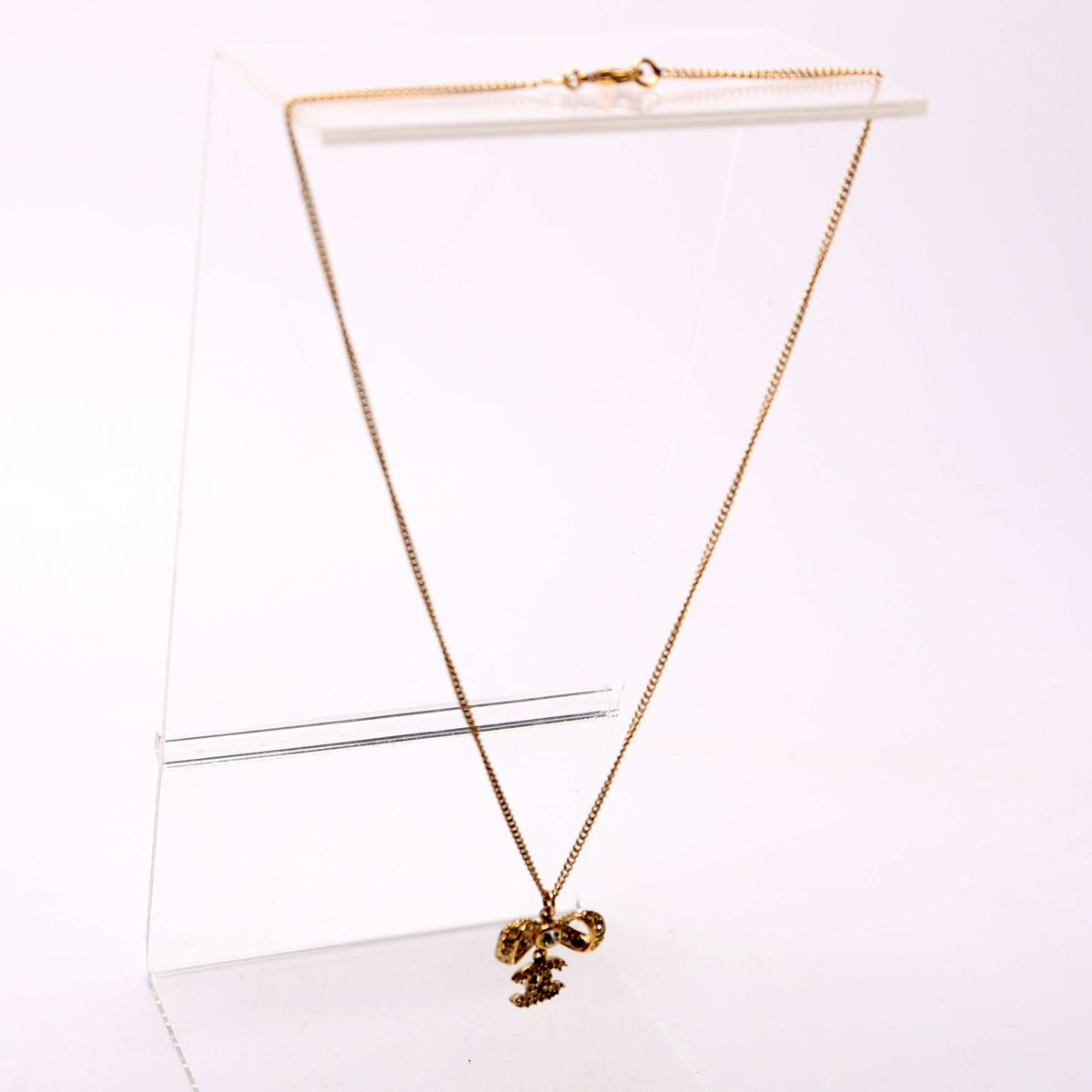 Crystal CC Bow Necklace