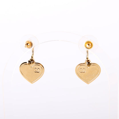 CC Drop Heart Huggie Earrings