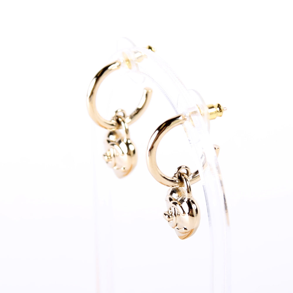Turnlock CC Heart Hoop Drop Earrings