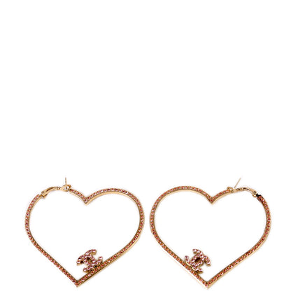 Crystal CC Heart Hoop Earrings
