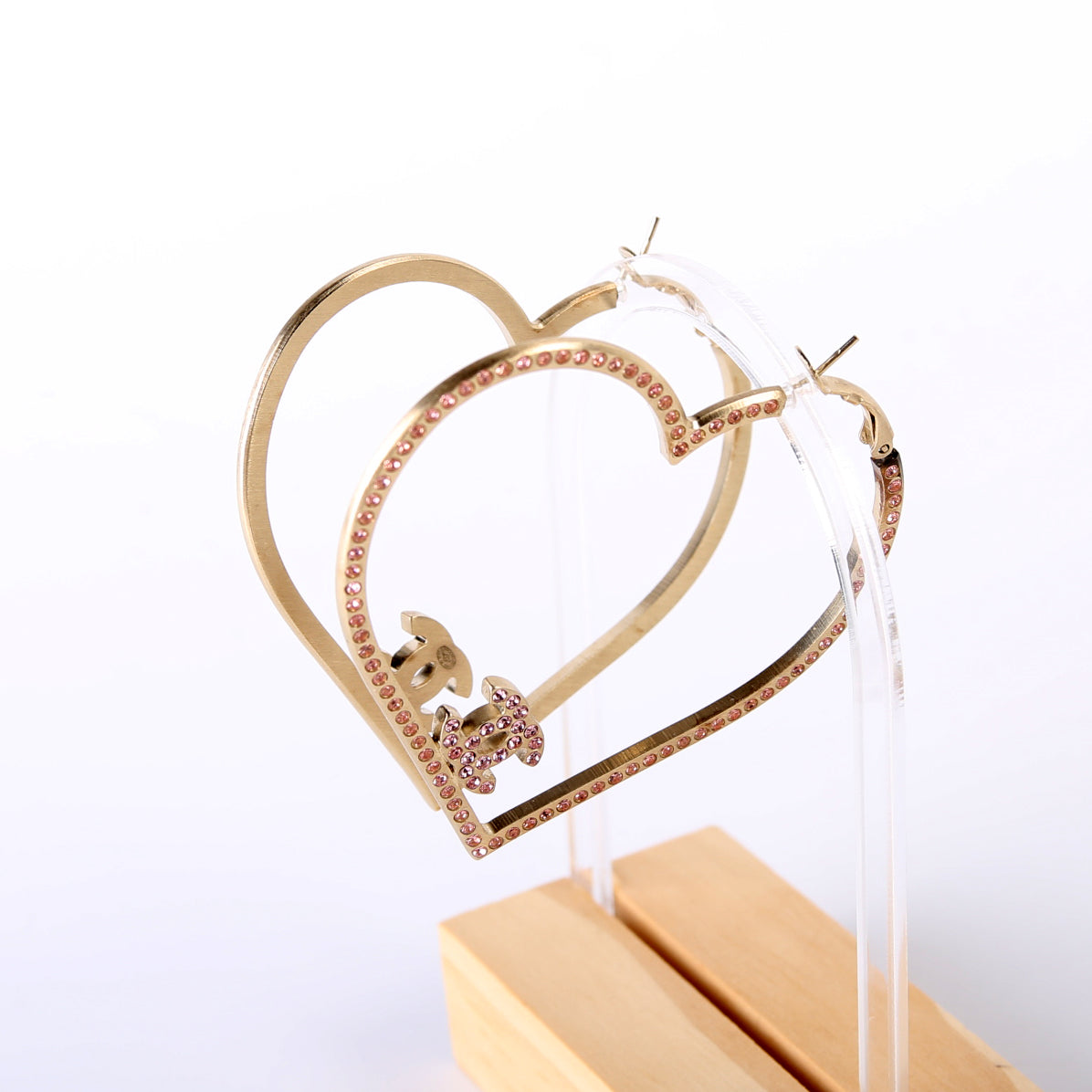 Crystal CC Heart Hoop Earrings