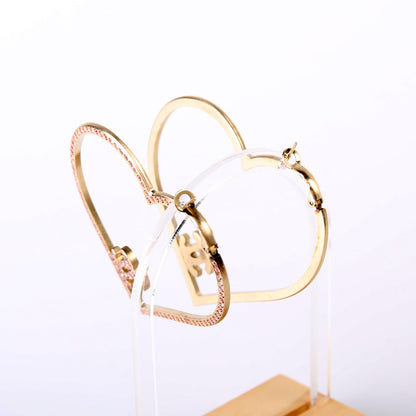 Crystal CC Heart Hoop Earrings