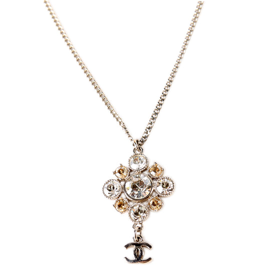Chanel Rhinestone Cluster Drop CC Necklace