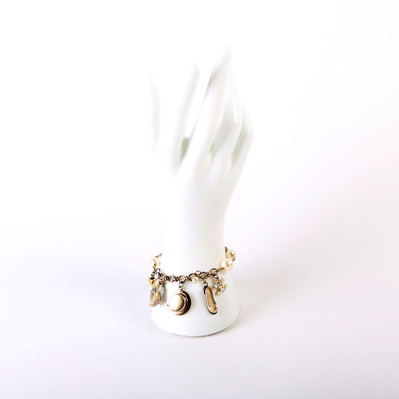 CC Faux Pearl Charms Bracelet