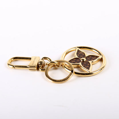 Puzzle Flower Monogram Key Ring Bag Charm Gold