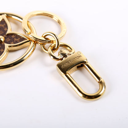 Puzzle Flower Monogram Key Ring Bag Charm Gold