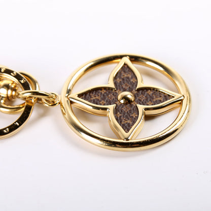 Puzzle Flower Monogram Key Ring Bag Charm Gold