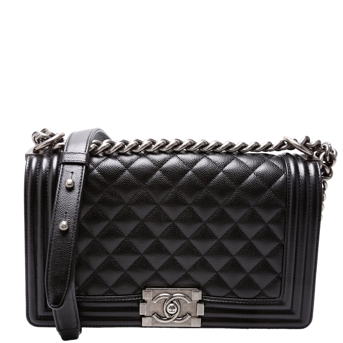 Boy Flap Medium Old Caviar RFID Black