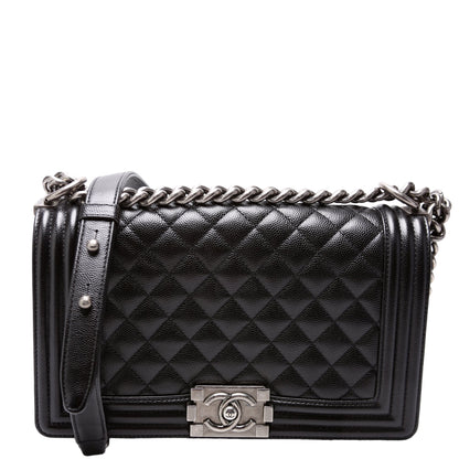 Boy Flap Medium Old Caviar RFID Black