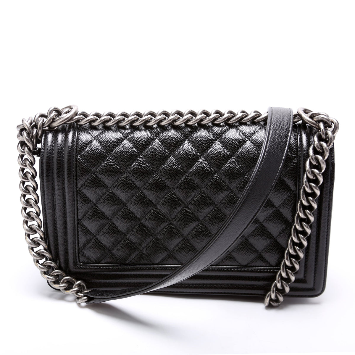 Boy Flap Medium Old Caviar RFID Black
