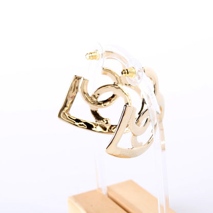 CC Logo Heart Hoop Earrings Gold