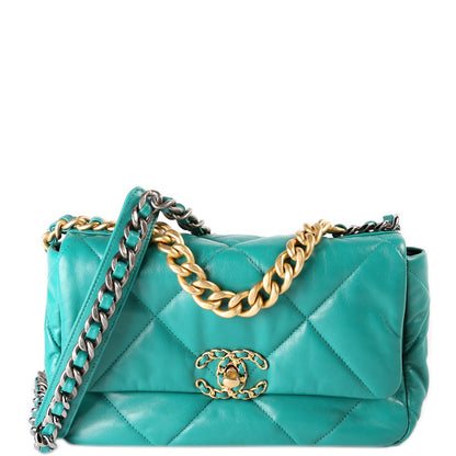 Quilted Goatskin 19 Medium Flap 28M Teal
