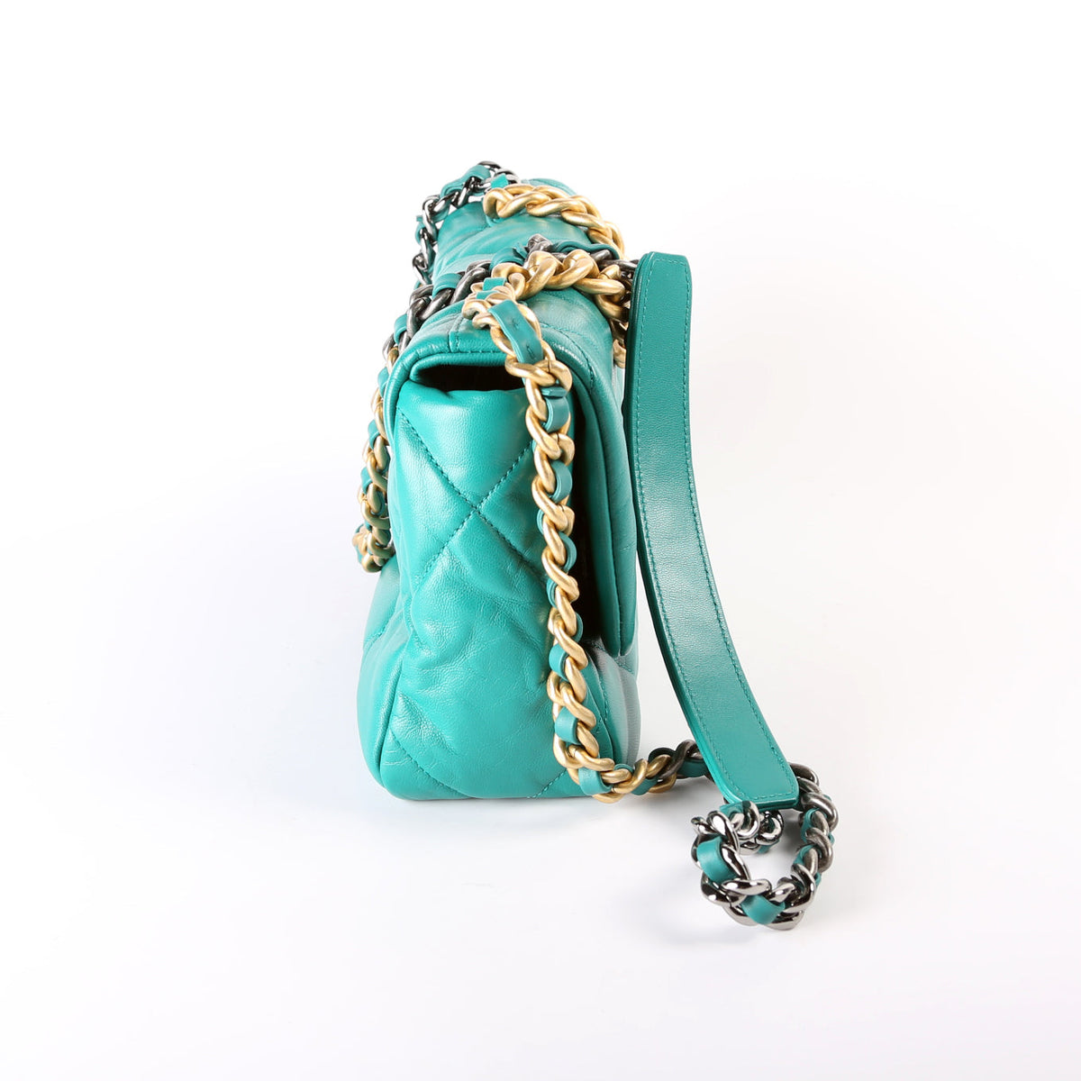 Quilted Goatskin 19 Medium Flap 28M Teal