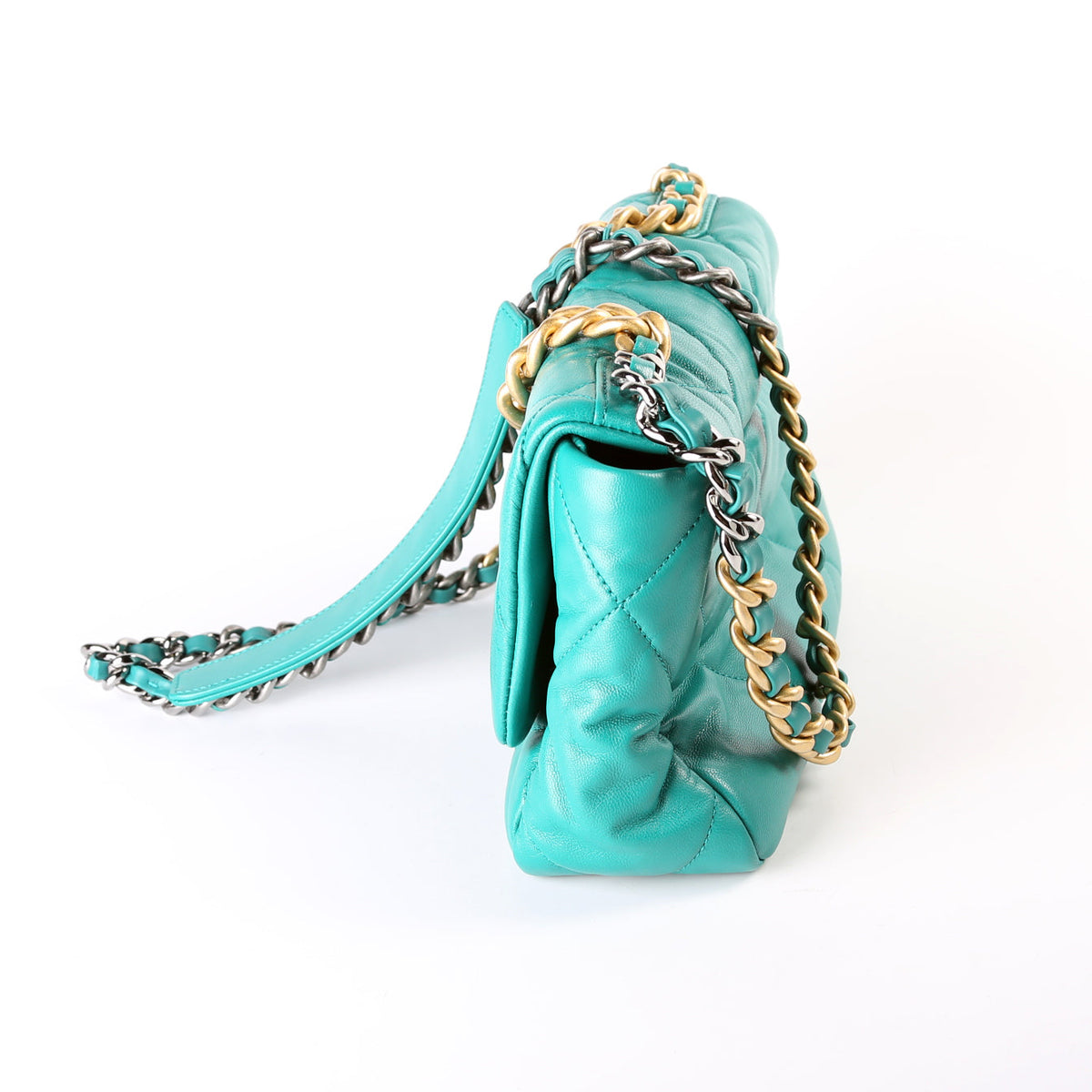 Quilted Goatskin 19 Medium Flap 28M Teal