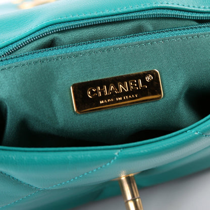 Quilted Goatskin 19 Medium Flap 28M Teal