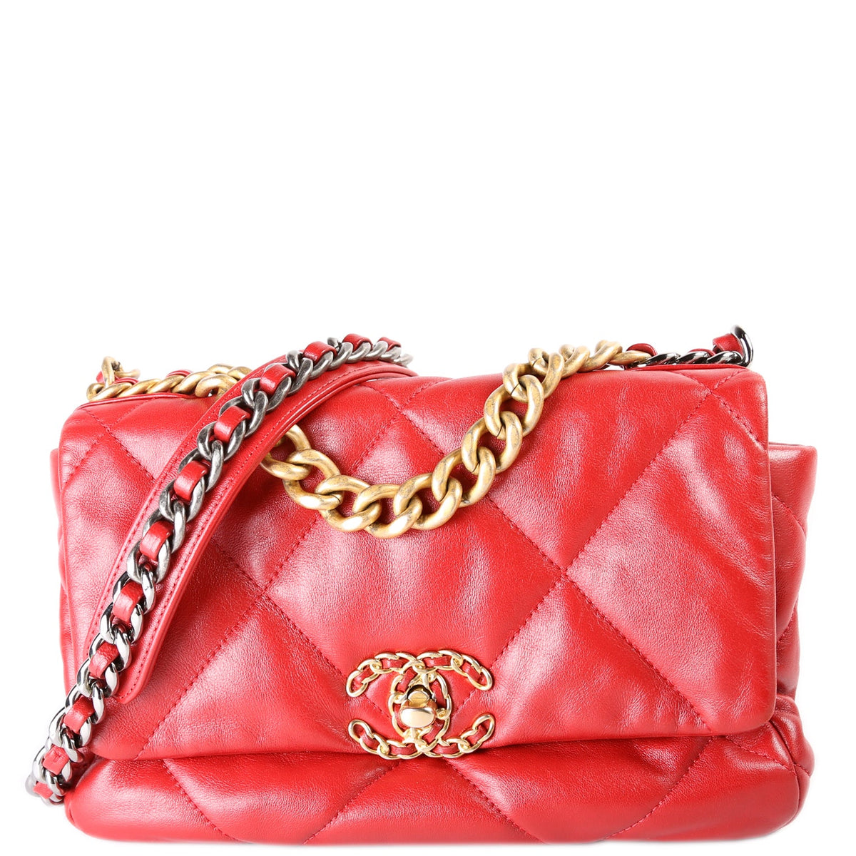 Chanel Quilted Goatskin 19 Medium Flap 30+M Red
