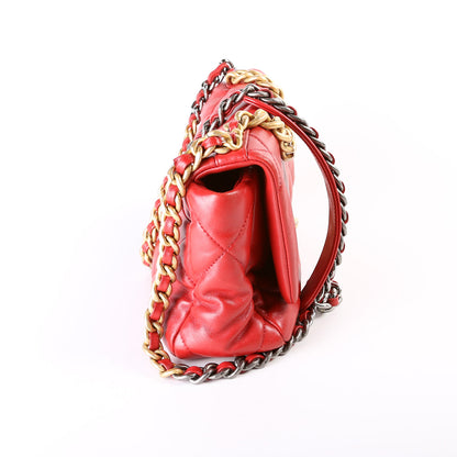 Chanel Quilted Goatskin 19 Medium Flap 30+M Red