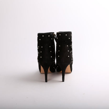 Suede Pearl Cap Toe Booties Size 38