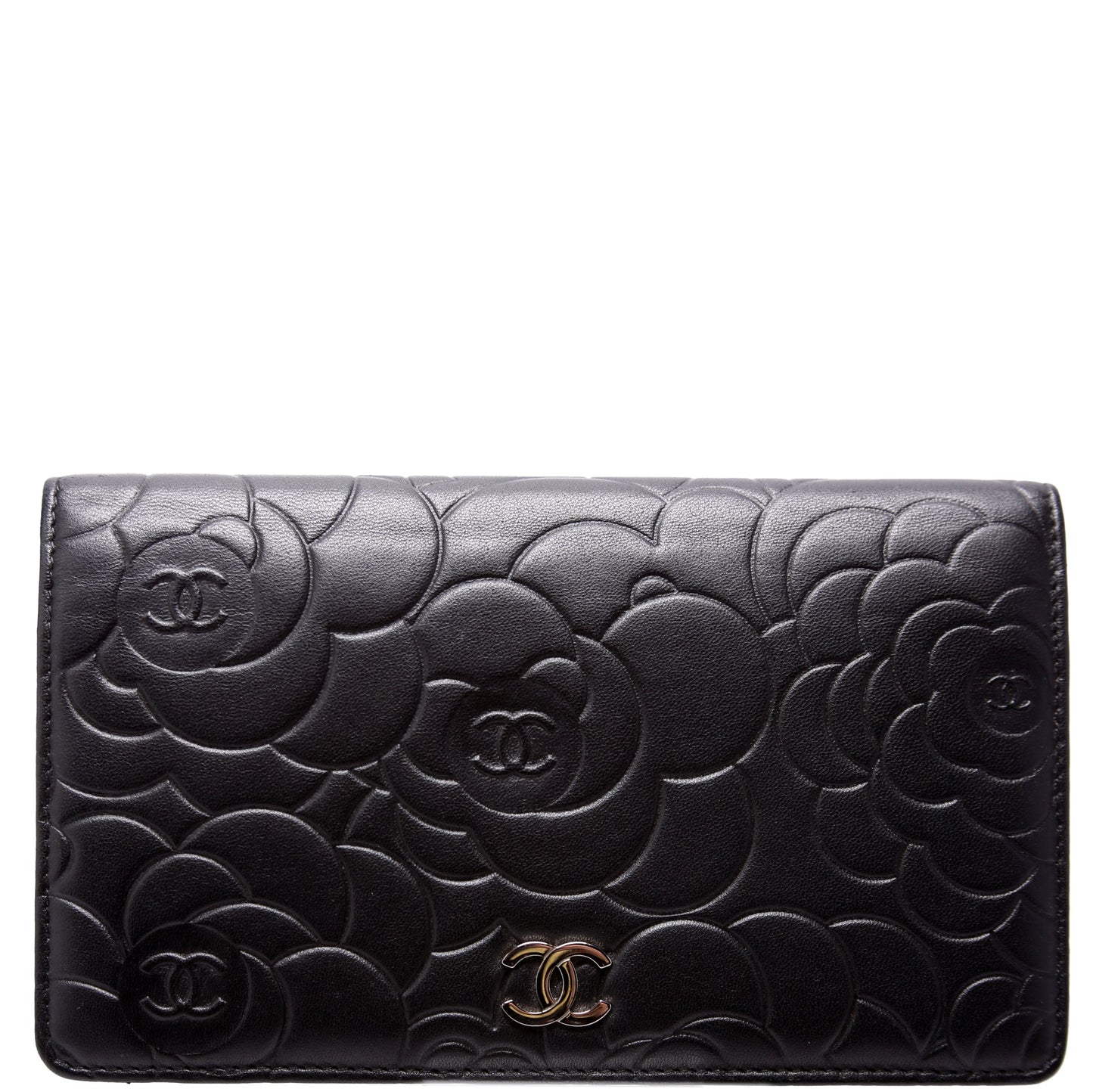 Camellia Embossed Yen Wallet 17M Black