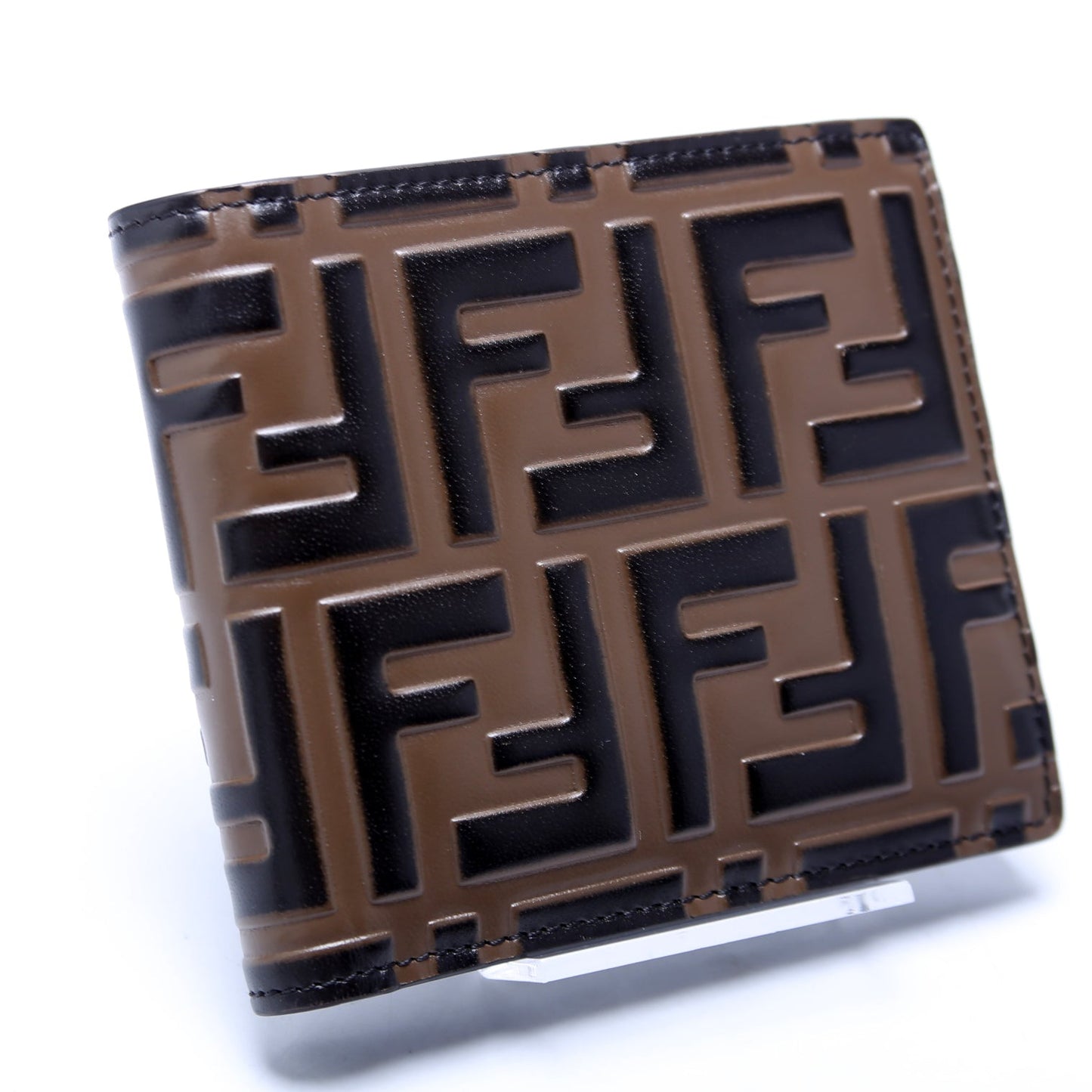 7M0169 FF Embossed Bifold Wallet Brown/Black