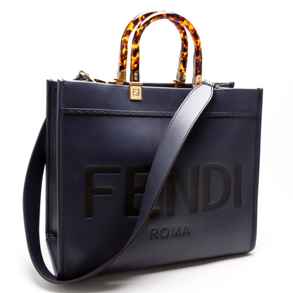 Sunshine Shopper Medium Leather Navy