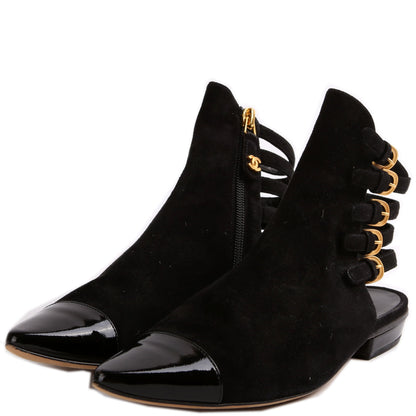 Multi-Strap Suede Captoe Ankle Boots Size 35.5