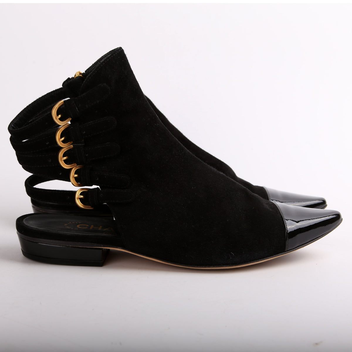 Multi-Strap Suede Captoe Ankle Boots Size 35.5