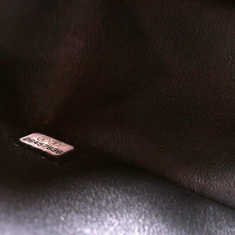 Classic Flap Mini Rectangle Chevron Iridescent Calfskin 26M Charcoal