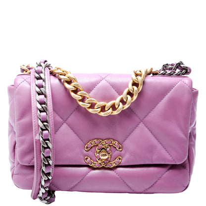 Quilted Goatskin 19 Medium Flap 30M Purple
