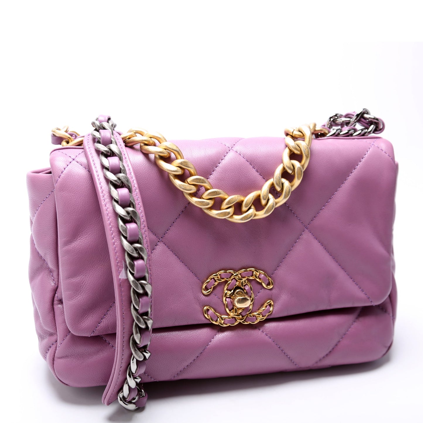 Quilted Goatskin 19 Medium Flap 30M Purple