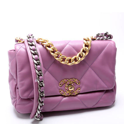 Quilted Goatskin 19 Medium Flap 30M Purple